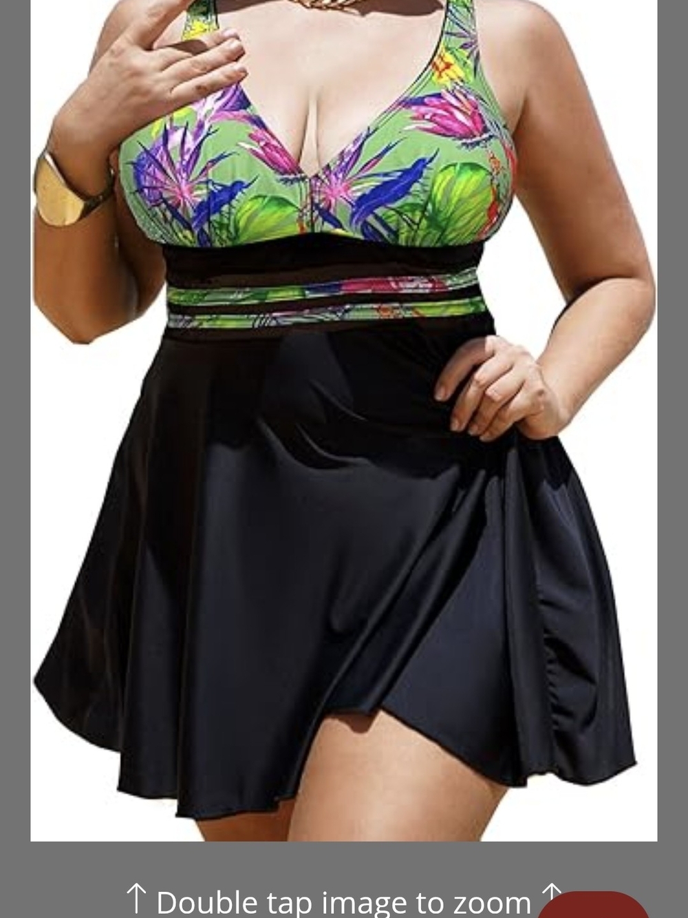 Bikinx Floral Green & Black Skirted Swimsuit